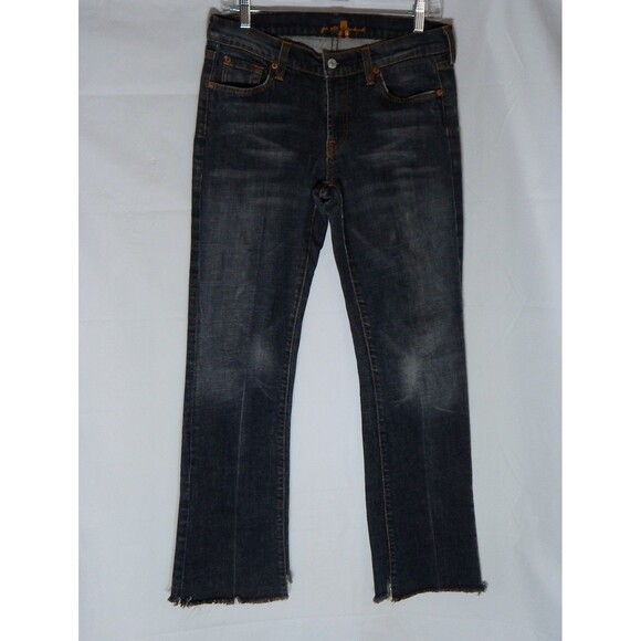 7 For All Mankind Jerome Dahan Bootcut Jeans Size 30 Womens Black Raw Hem - Picture 3 of 12